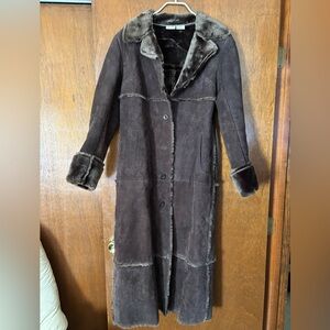 Suede acrylic lined long jacket by Newport News Easy Style